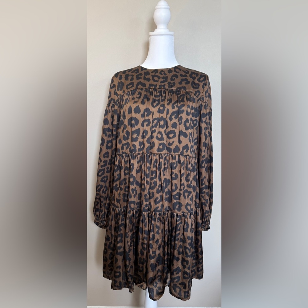 Banana Republic Animal Print Long Sleeve Dress - Brown and Black